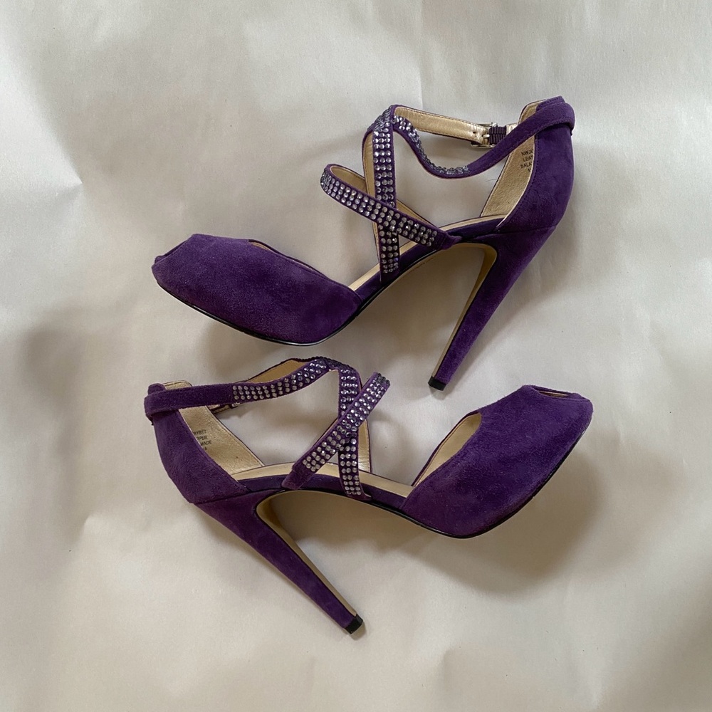 Nine West Purple Suede Strappy Heels - Picture 4 of 10